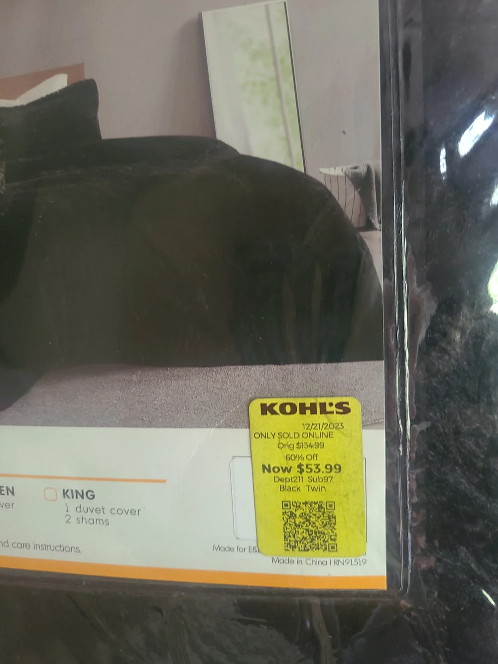 Kohl's Black Duvet Cover Set - Solid Black